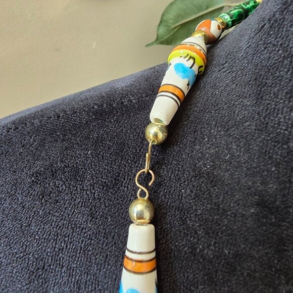 Womens Fashion Multicolor Krobo Beaded Necklace Jewelry with Hook & Eye - Picture 3 of 6